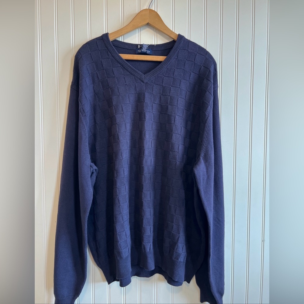 Consensus‎ men’s sweater v-neck size XXL NAVY DEAD STOCK NWT oversized 80’s VtG